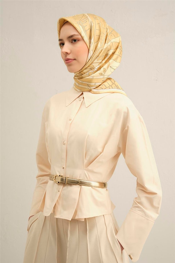 Armine Desenli Saf İpek Twill Eşarp 9353- 35