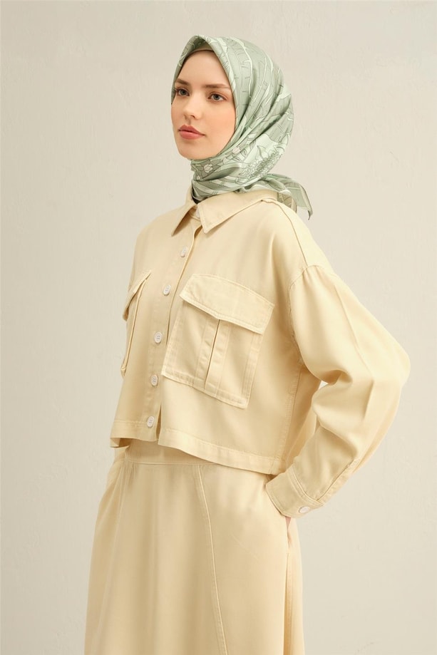 Armine Çiçek Desenli Saf İpek Twill Eşarp 9353 38