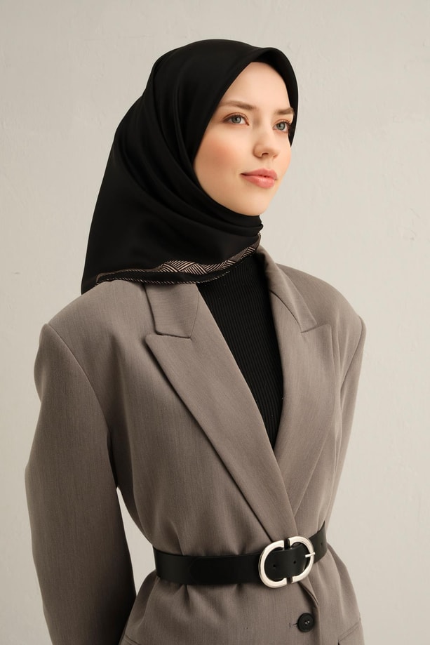 Armine Desenli Saf İpek Twill Eşarp 9357-01