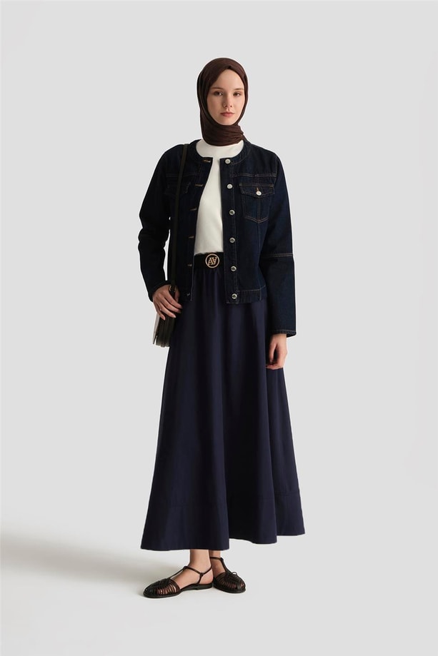 Armine Pamuklu Etek 25Y1837 Lacivert