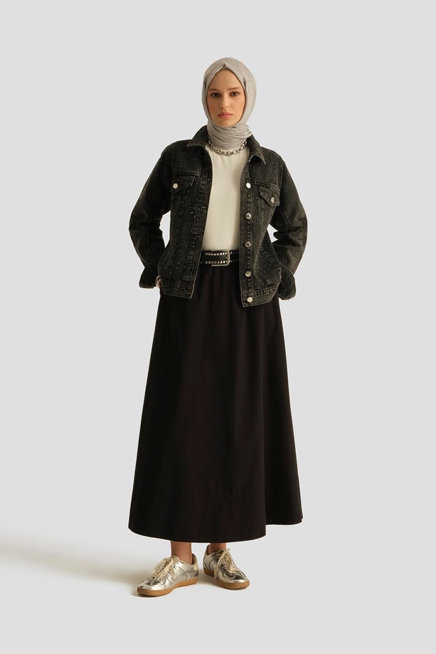 Armine Pamuklu Etek 25Y1837 Siyah