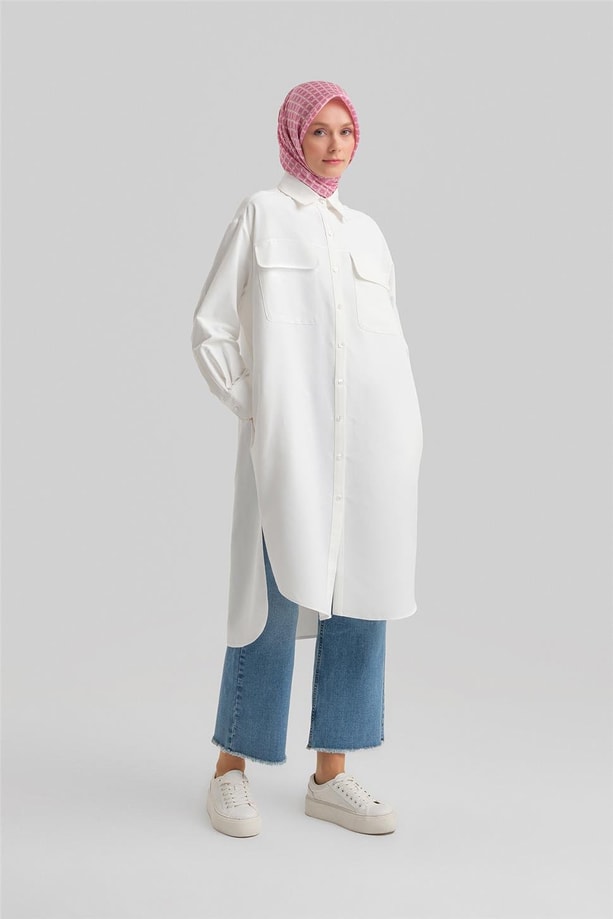 Armine Cepli Tunik Elbise Ort4740 Ekru