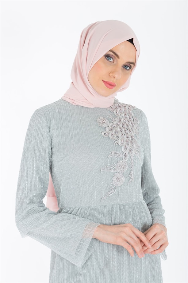 Armine Abiye Elbise 18Ya1020 Gümüş