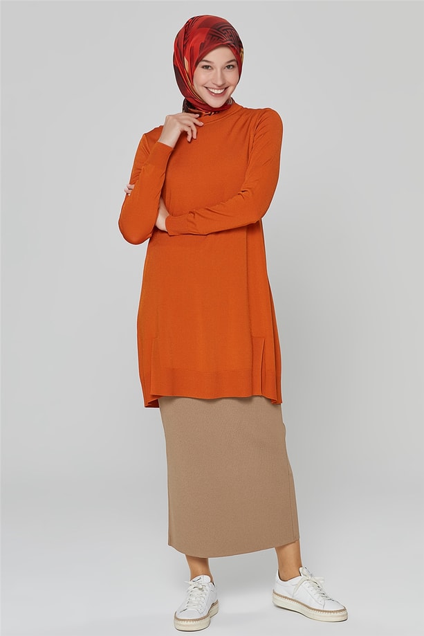 Armine Triko Tunik 20Ka2002 Yanık Oranj