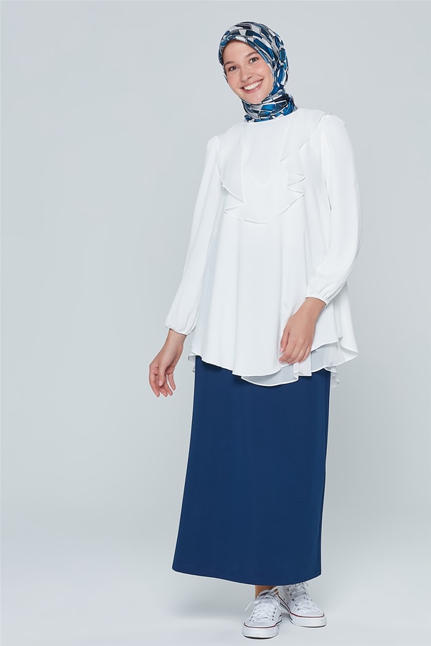 Armine Kolu Lastikli Bluz 20Ka3913 Ekru