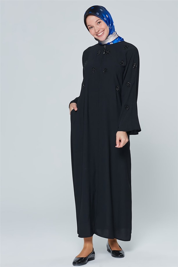 Armine Boncuklu Ferace 20Ka8300 Siyah