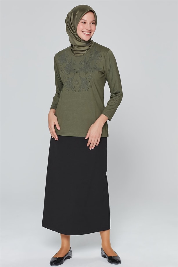 Armine Önü İşlemeli Anne Penye 20Ya9025 Haki
