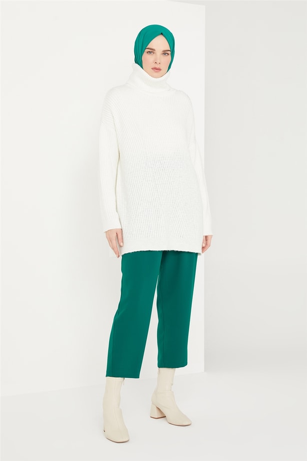 Armine D Tokalı Pileli Pantolon 21K2116 Yosun