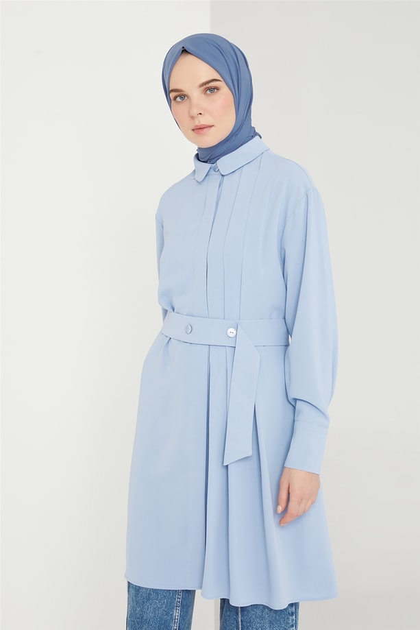Armine Yanı Pileli Tunik 21K4548 Rüzgar