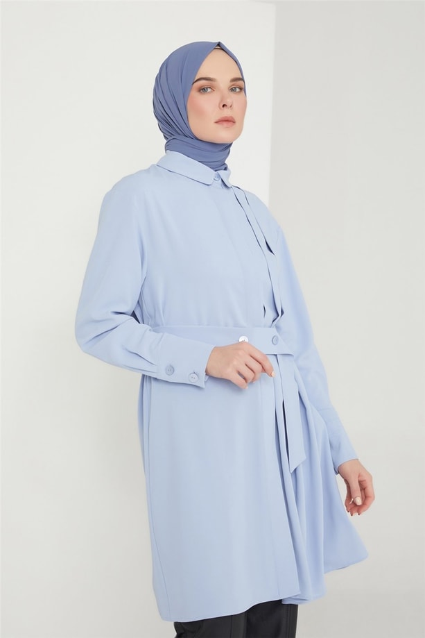 Armine Yanı Pileli Tunik 21K4548 Rüzgar