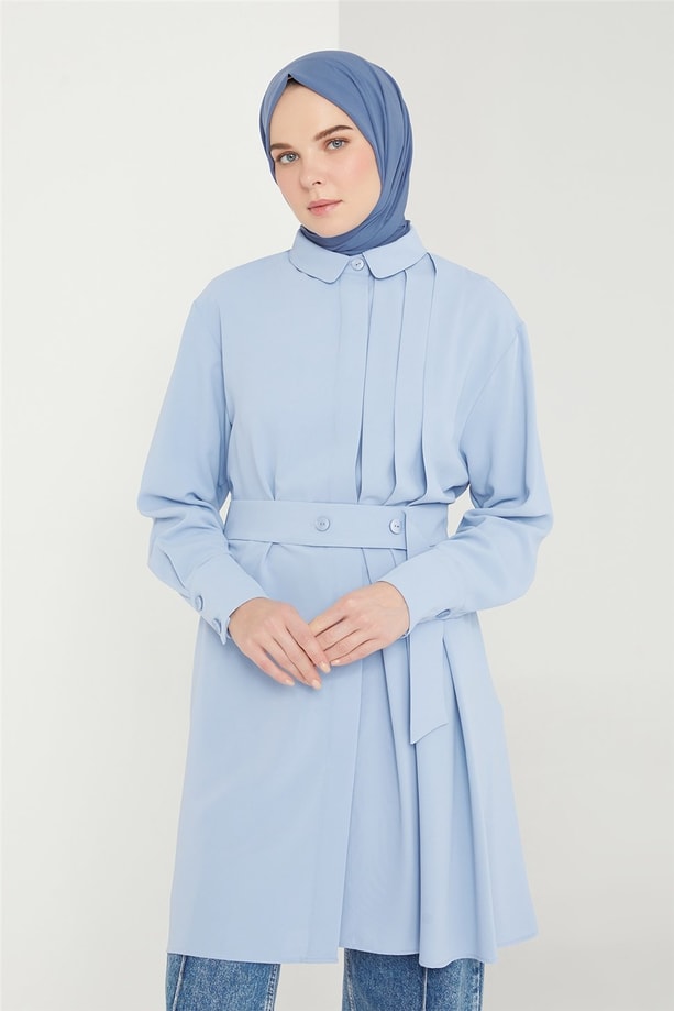 Armine Yanı Pileli Tunik 21K4548 Rüzgar