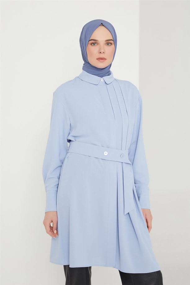 Armine Yanı Pileli Tunik 21K4548 Rüzgar