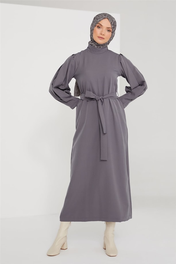 Armine Kol Detaylı Elbise 21KD3102 Gri