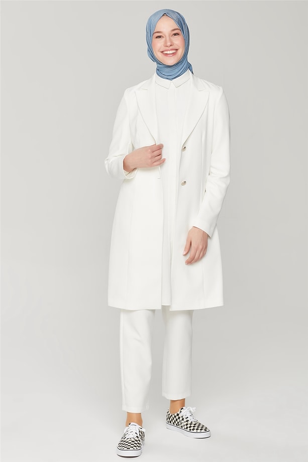 Armine Uzun Ceketli Blazer Takım 21Y6262 Ekru