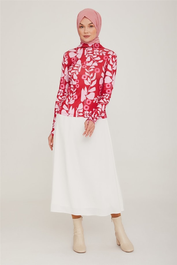 Armine Desenli İç Bady 22K3206 Kırmızı