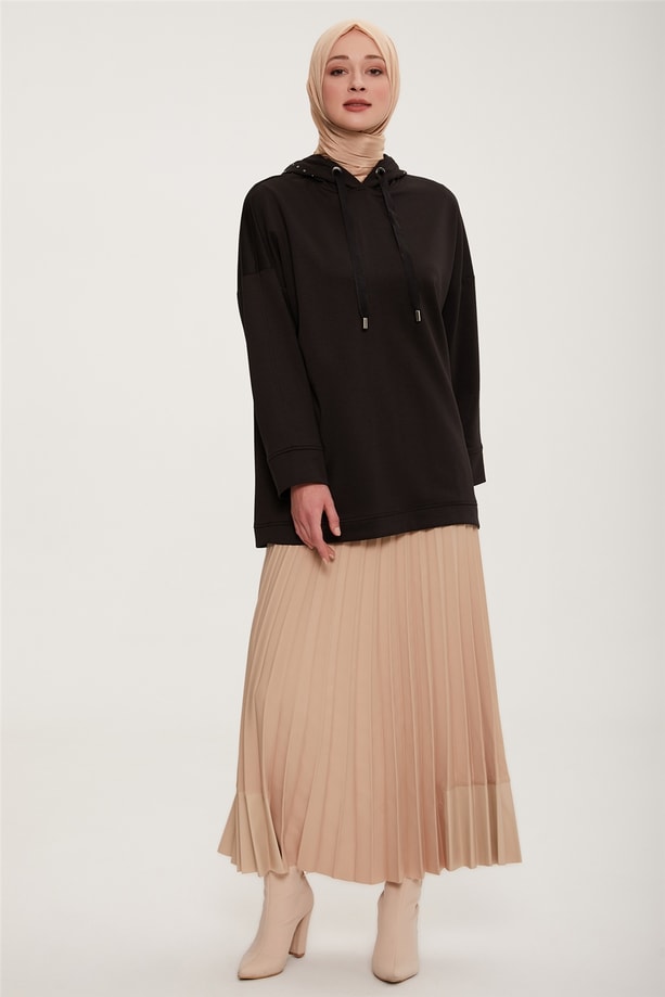 Armine Taşlı Şık Sweatshırt 22K3221 Siyah
