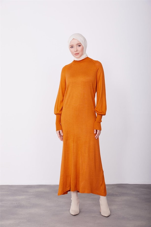 Armine Elbise 23Kd4250 Yanık Oranj