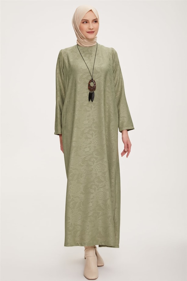22KD4324 Armine Elbise Haki