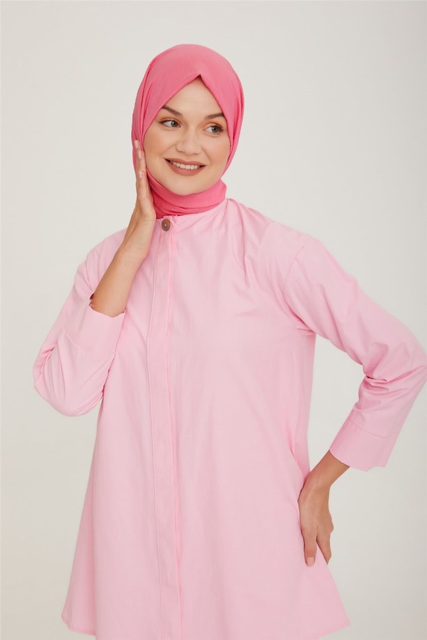 Armine Arkası Nakış Detaylı Tunik 22K4808 Pembe