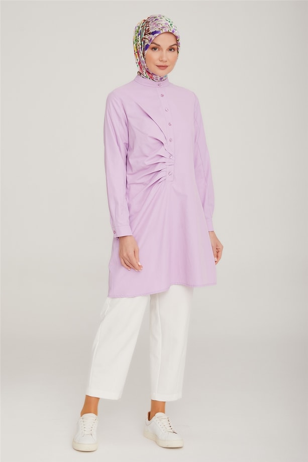 Armine Belde Dikiş Detaylı Tunik 22K4821 Lila