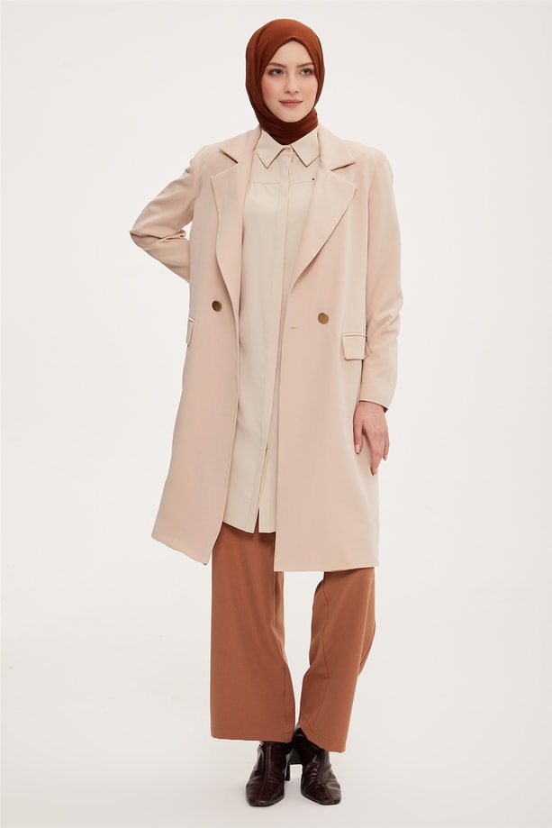 Armine Oversize Kruvaze Maskülen Ceket 22K5000 Bej