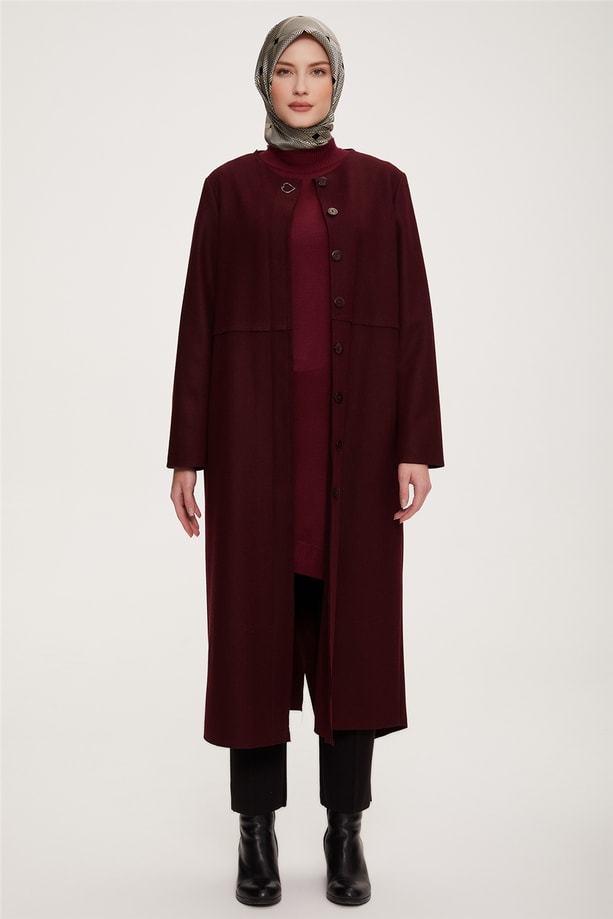 Armine Minimal Ve Asimetrik Kesim Detaylara Sahip Giy Çık 22K5902 Bordo