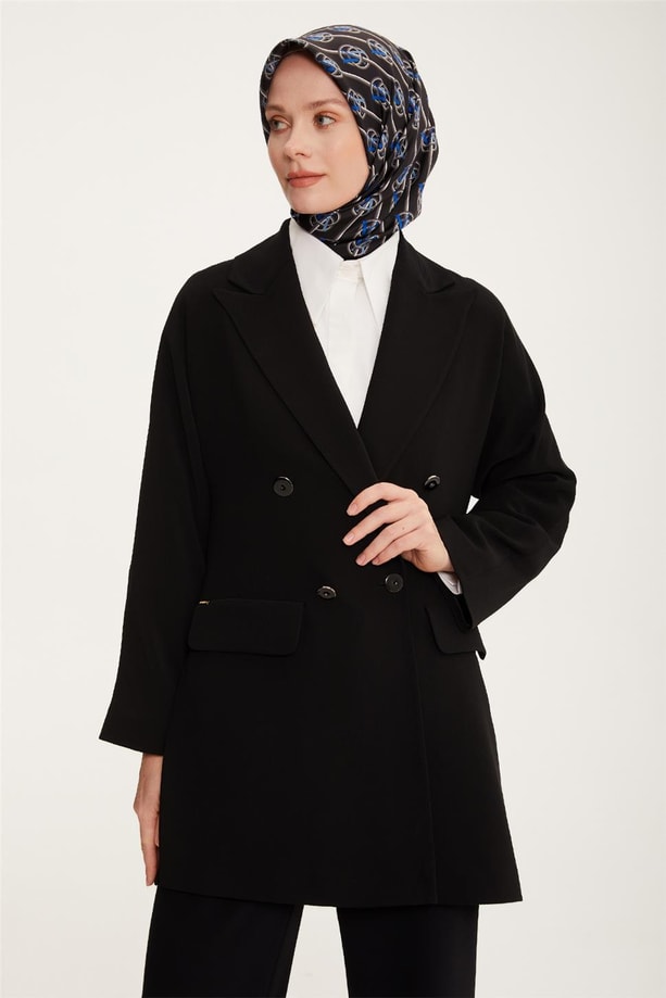 Armine Yanları Yırtmaçlı Ceket Takım 22K6513 Siyah