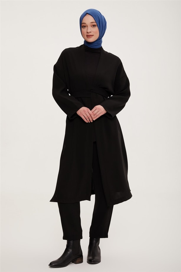 Armine Kimono Hırkalı Üçlü Takım 22K6525 Siyah