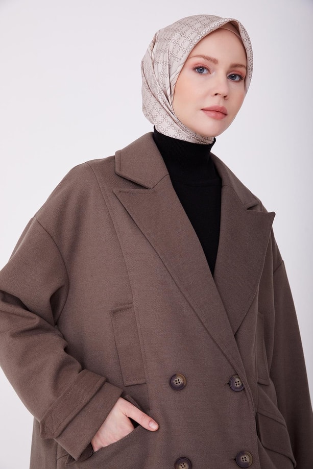 Armine Kruvaze Kapama Cepli Kaban 22K7805 Vizon