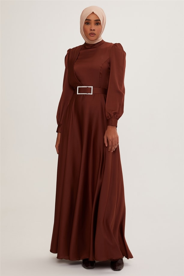 Armine Abiye Elbise 22KD9104 Kahverengi