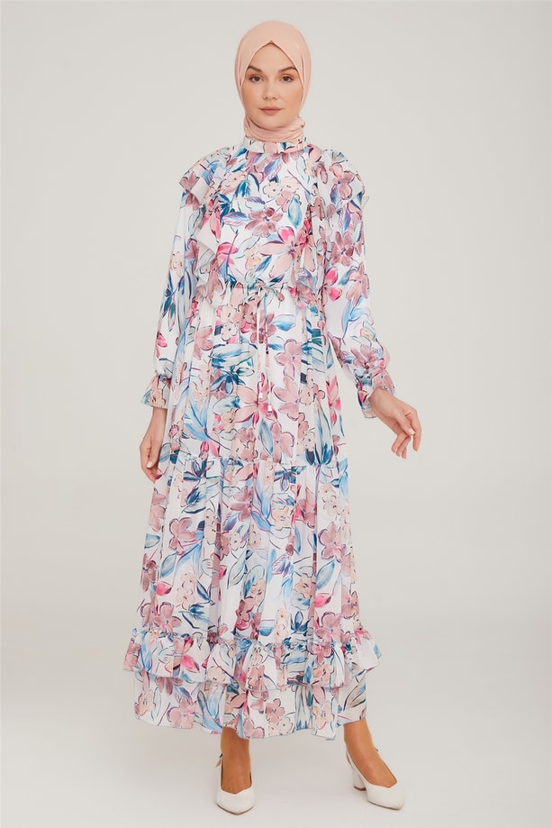 Armine Elbise 22K9411 Beyaz