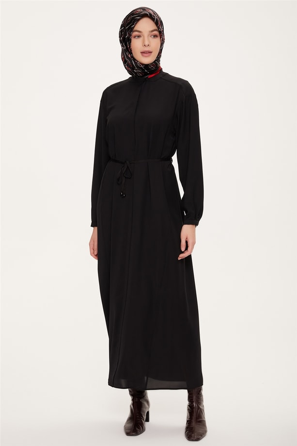 Armine Grogren Kemerli Minimal Elbise 22K9515 Siyah