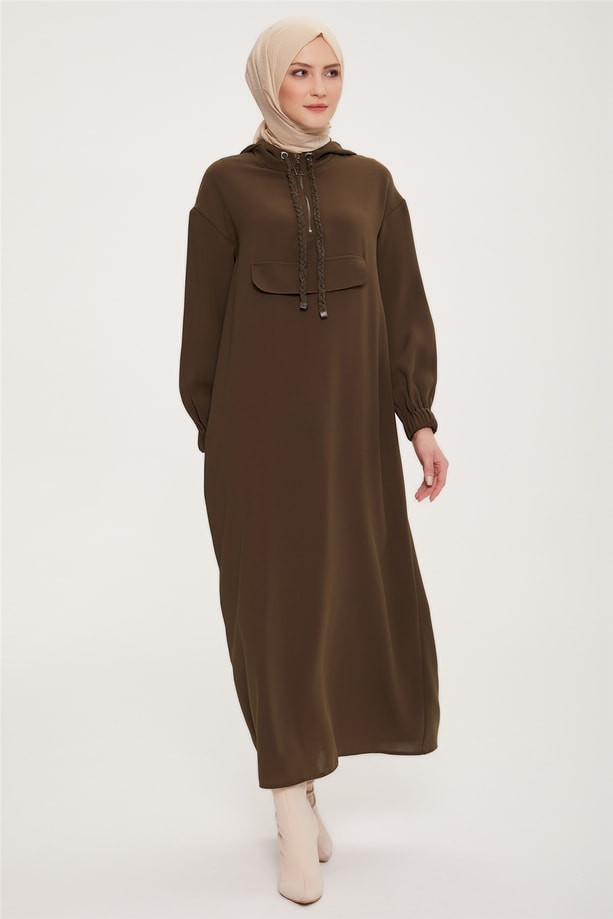 Armine Şık Sweatshırt Elbise 22K9520 Haki