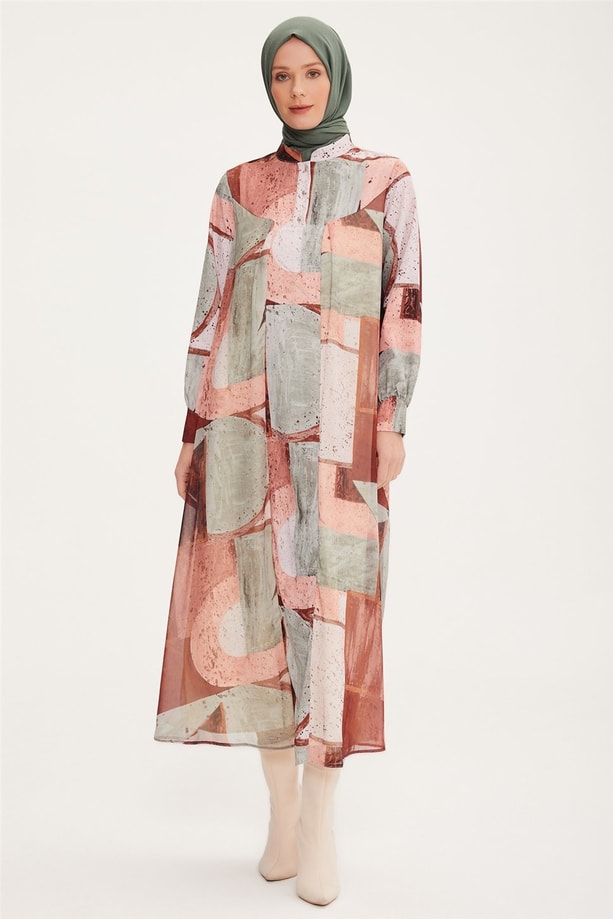 Armine Önü Patlı Şifon Garnili Empirme Elbise 22K9537 Pastel Yeşili