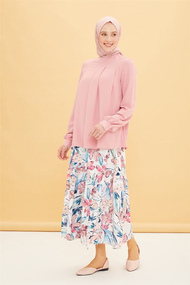 Armine Simli Yakalı Bluz 22Y3118 Şeker Pembe