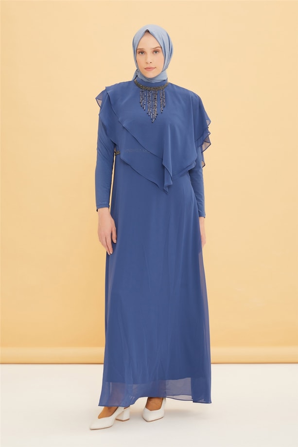Armine Abiye Elbise 22YD3351 İndigo