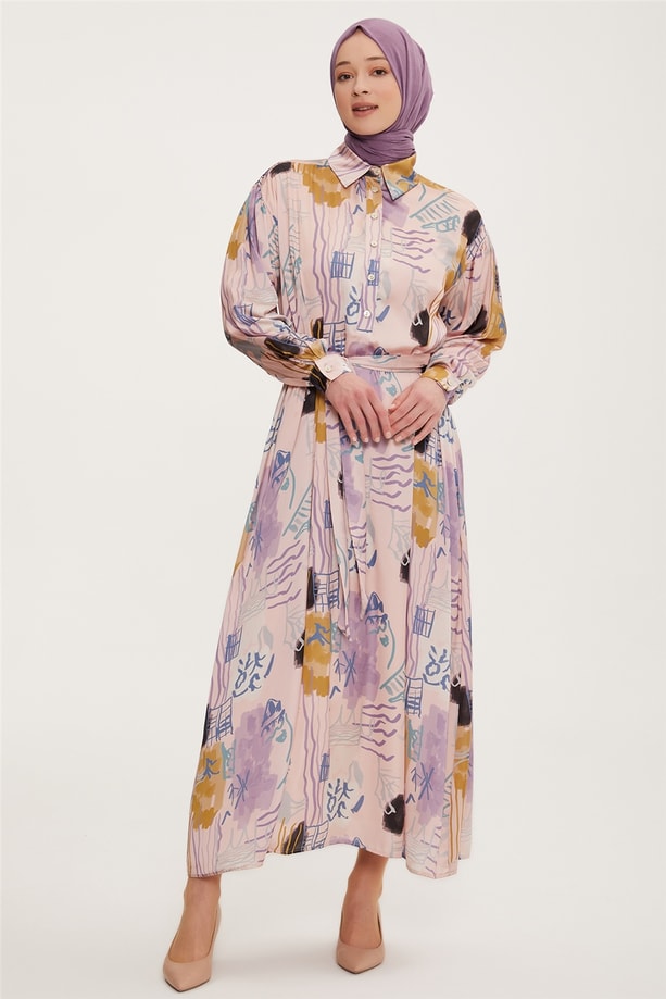 Armine Elbise 22YD4403 Pudra
