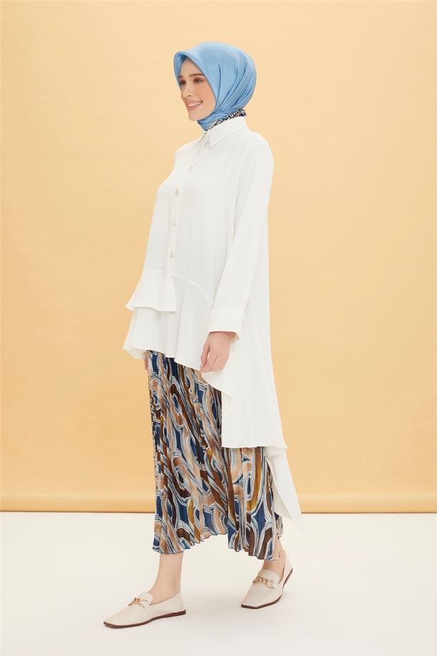 Armine Volanlı Asimetrik Tunik 22Y4806 Ekru