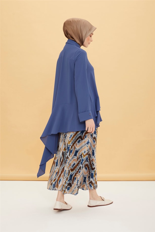 Armine Volanlı Asimetrik Tunik 22Y4806 İndigo