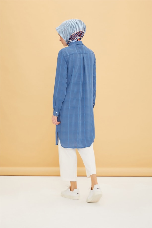 Armine Kendinden Desenli Tunik 22Y4811 İndigo