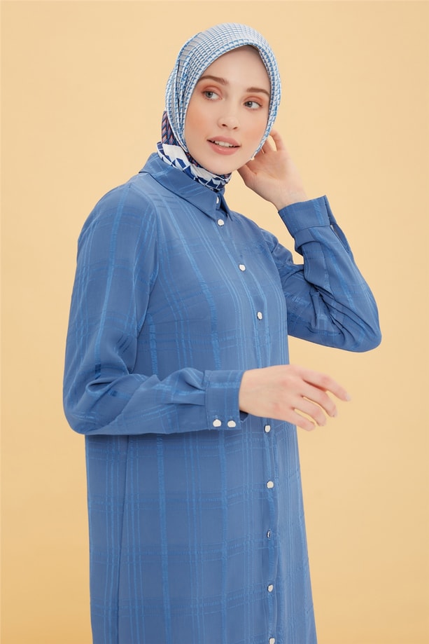 Armine Kendinden Desenli Tunik 22Y4811 İndigo