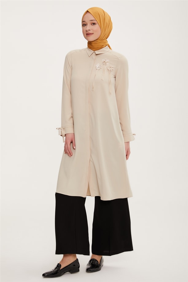 Armine Çiçek İşlemeli Tunik 22Y4814 Kum