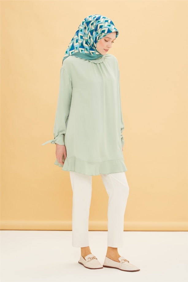Armine Yakası Büzgülü Eteği Fırfırlı Tunik 22Y4827 Mint