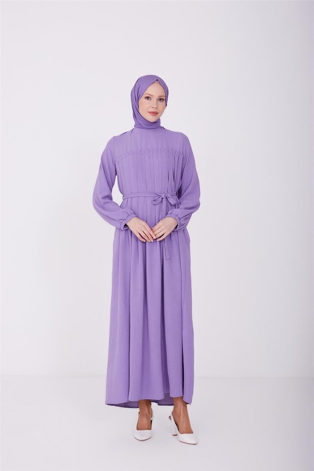 Armine Robası Pileli Elbise 22Y9445 Mor