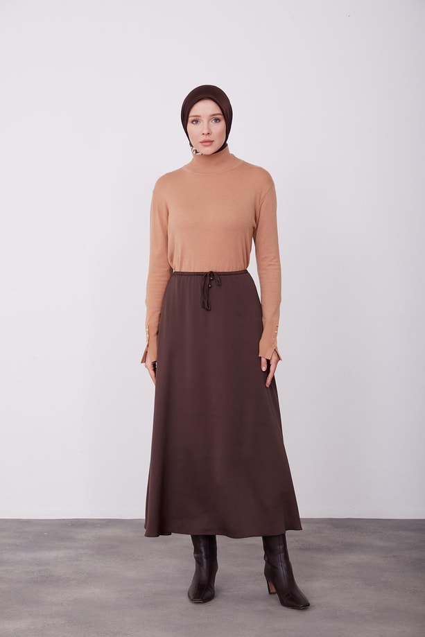 Armine Düz Saten Etek 23K1432 Bitter