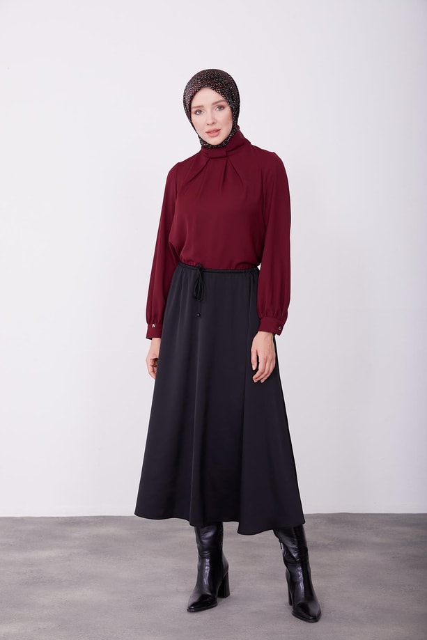 Armine Düz Saten Etek 23K1432 Siyah