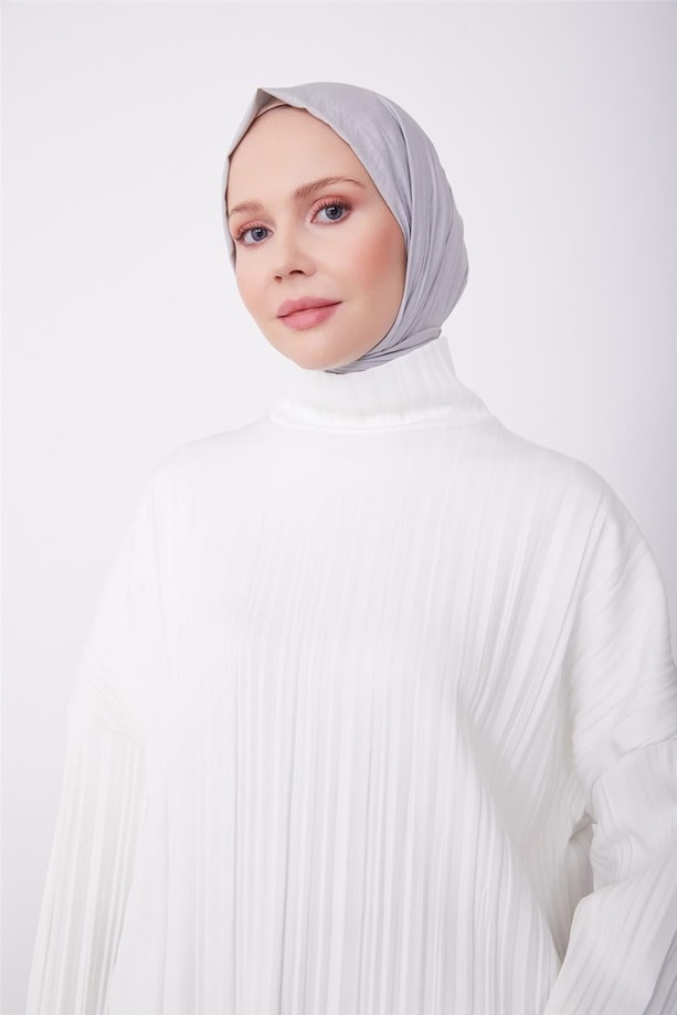 Armine Pliseli Örme Kumaşlı Bluz 23K3217 Ekru