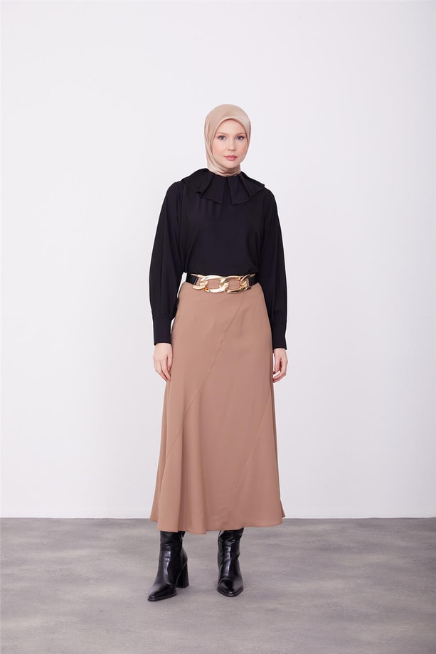 Armine Yakası Pileli Ve Allerli Bluz 23K3416 Siyah