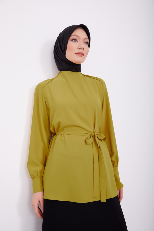 Omuzları biyeli bluz 23K3424 Asit