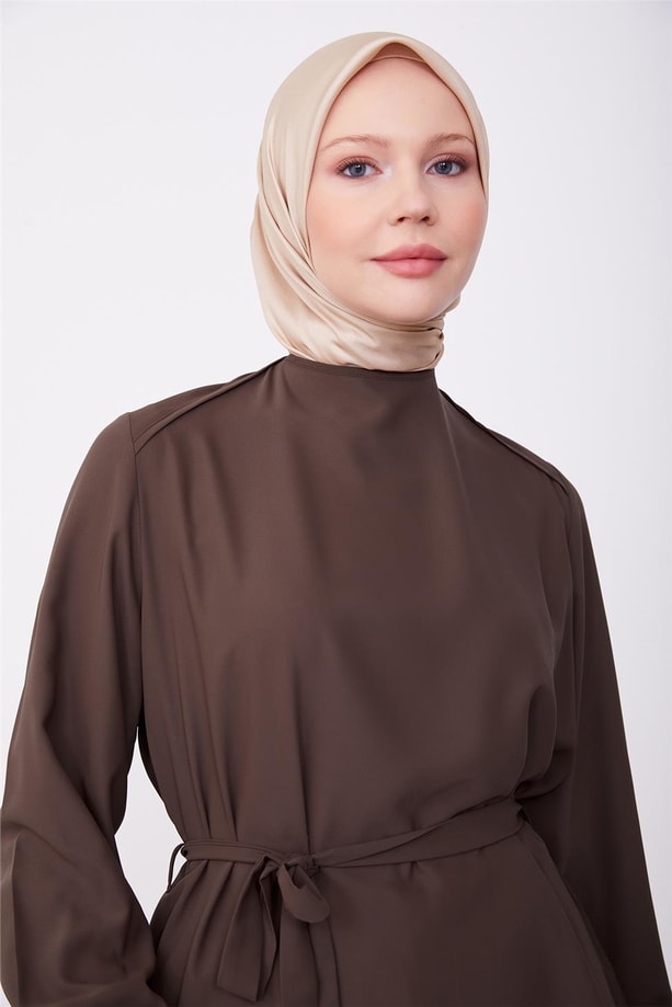 Omuzları biyeli bluz 23K3424 Acı Kahve